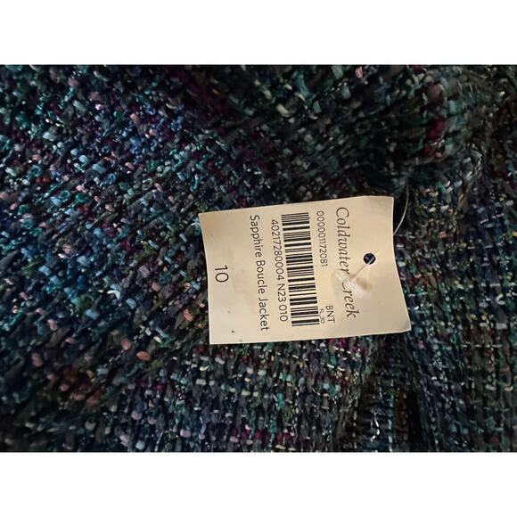 NWT Coldwater Creek Sapphire Bouclé Tweed ZipUp Blazer Jacket Size 10 OldMoney - Picture 9 of 9